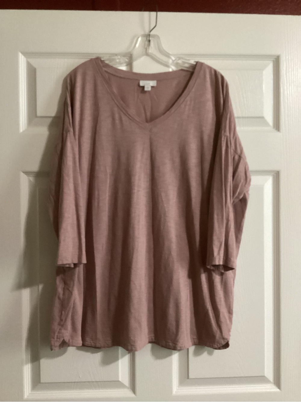 J. Jill Relaxed V-Neck Long Sleeve Top - Dusty Rose